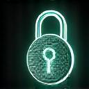 Icona stilizzata di un lucchetto digitale o uno scudo che protegge dati binari, con un'estetica pulita e affidabile, su sfondo scuro con elementi luminosi che richiamano la connessione sicura.